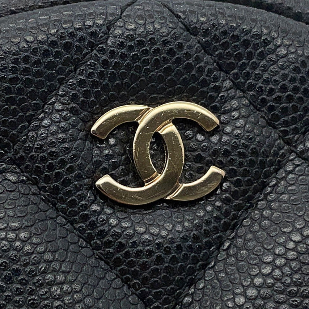 CHANEL Matelasse Round ChainShoulder Bag BlackA70657 Soft Caviar Leather
