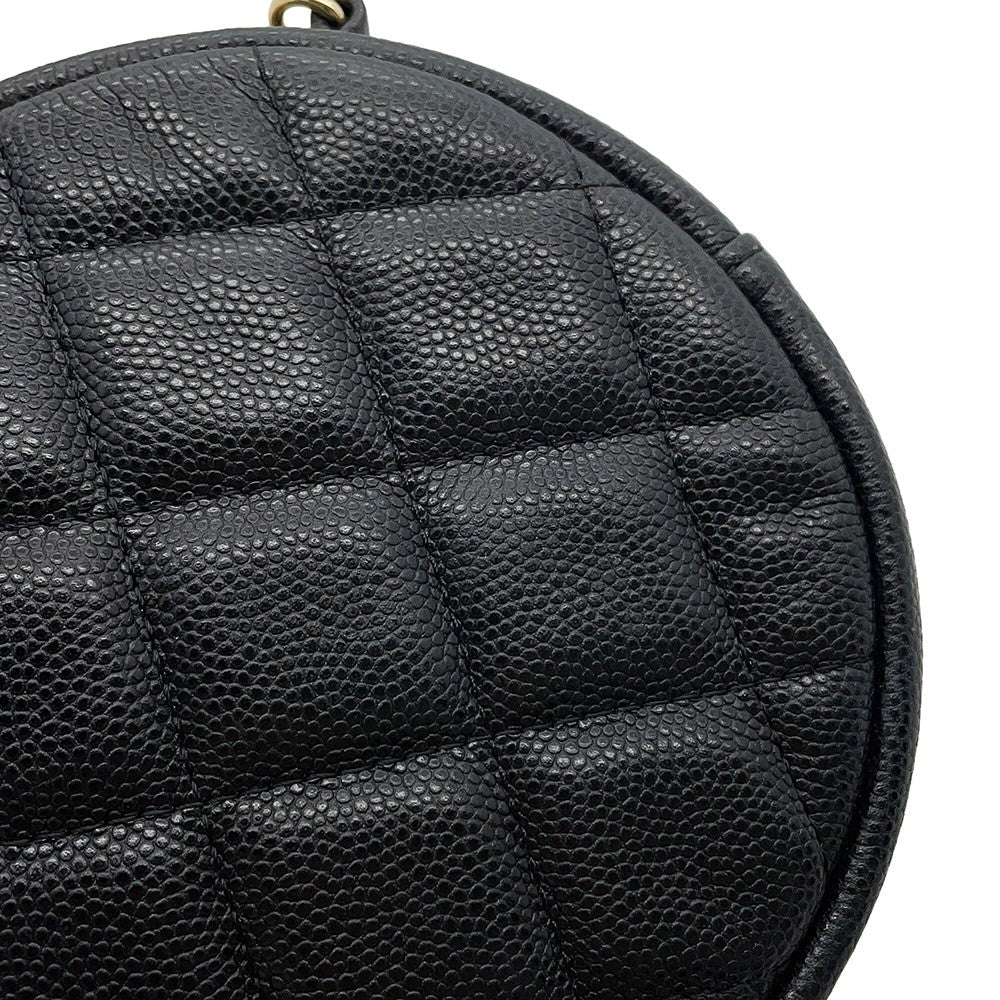 CHANEL Matelasse Round ChainShoulder Bag BlackA70657 Soft Caviar Leather