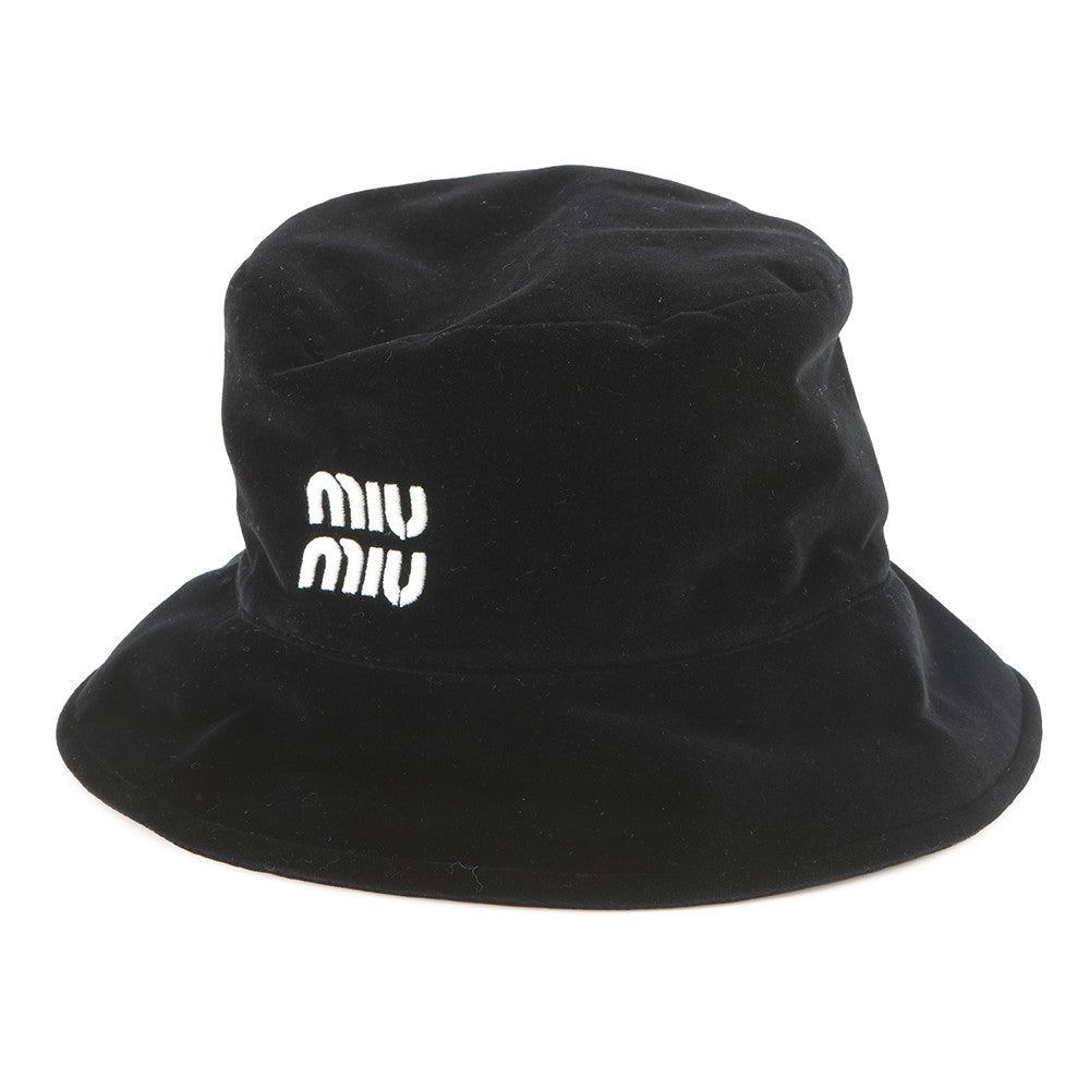 MIUMIU logo bucket hat Size M Black5HC196 Velvet