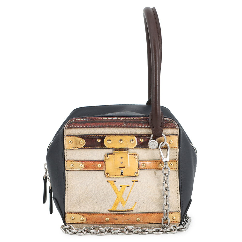 LOUIS VUITTON Square bag Navy/Beige/BrownM52350 Monogram trompe l'oeil