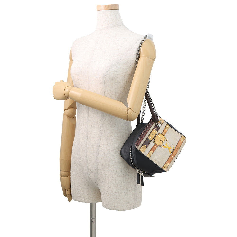 LOUIS VUITTON Square bag Navy/Beige/BrownM52350 Monogram trompe l'oeil