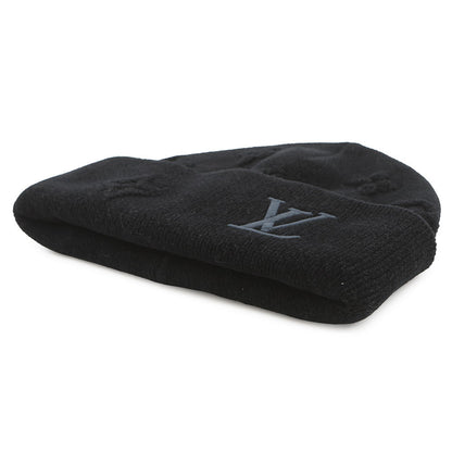 LOUIS VUITTON LV Crush Monogram Beanie Size S NoirM96194 Cotton97% Nylon2% Polyurethane1%