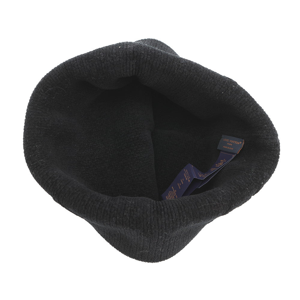 LOUIS VUITTON LV Crush Monogram Beanie Size S NoirM96194 Cotton97% Nylon2% Polyurethane1%