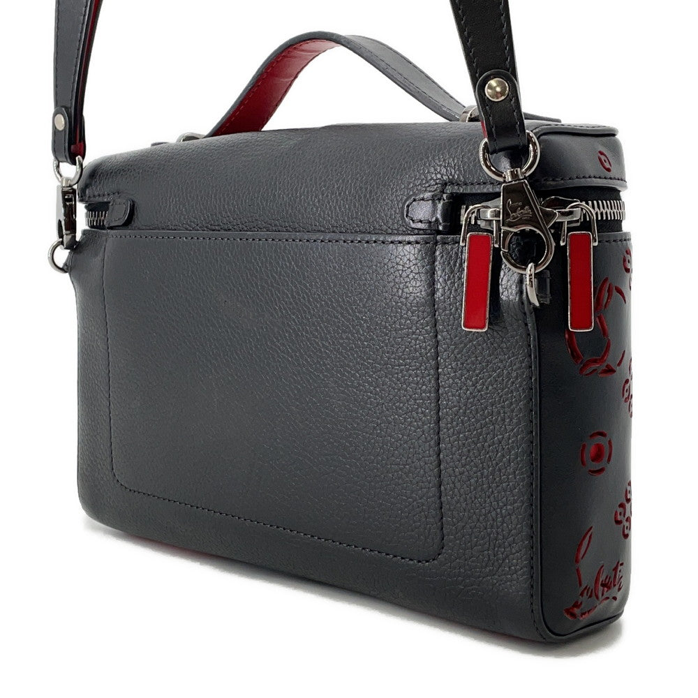 Christian Louboutin Punching Logo 2-Way Shoulder Bag Black/Red Leather