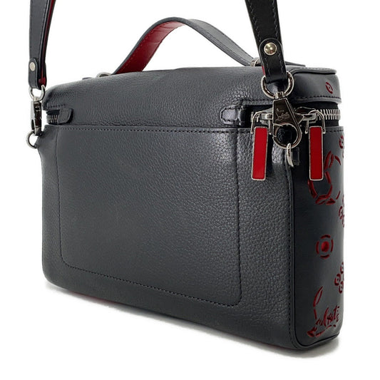 Christian Louboutin Punching Logo 2-Way Shoulder Bag Black/Red Leather