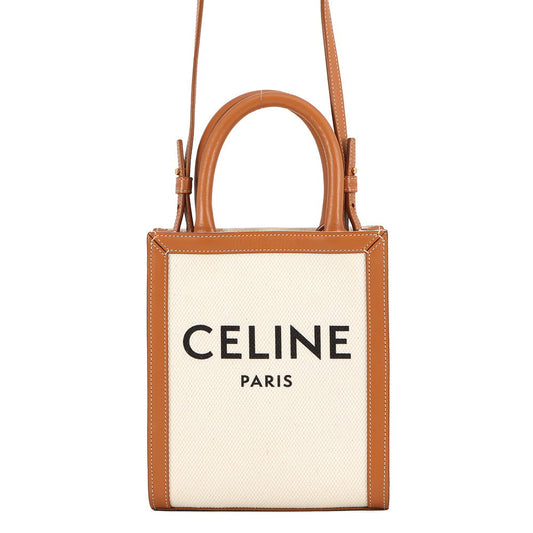CELINE Vertical hippopotamus Natural/Tan193302 Canvas Leather Size Mini
