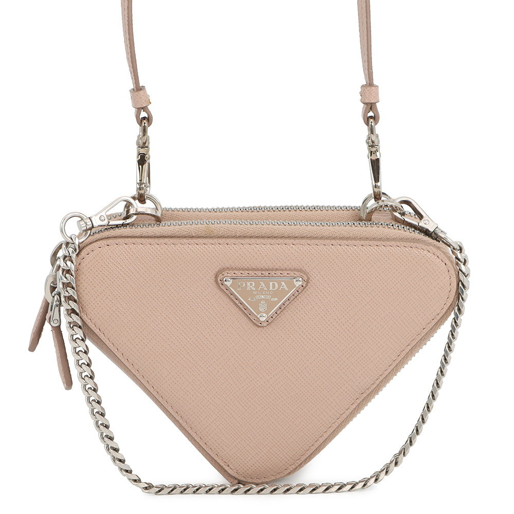 PRADA Saffiano Leather Triangle 2-Way Shoulder Bag Jasmin Flower1NR015 Leather