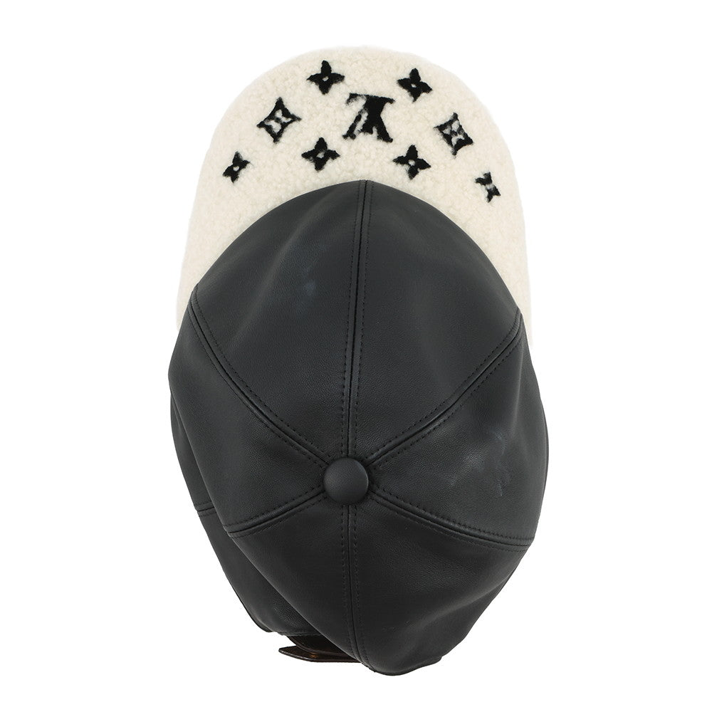 LOUIS VUITTON Sharing Cap Size M NoirM00493 Outer: 100% Lamb Leather, Partially: 77% Polyurethane, 23% Polyurethane