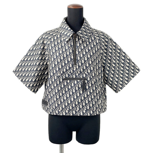 Dior Oblique Technical Taffeta Jacquard Short Sleeve Anorak Size 36 Blue/Ecru517C52A2970_X5803 Polyester100%