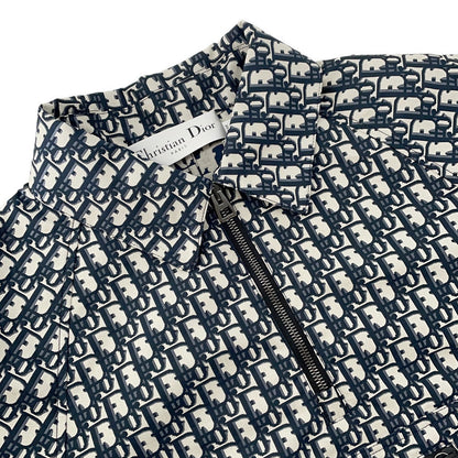 Dior Oblique Technical Taffeta Jacquard Short Sleeve Anorak Size 36 Blue/Ecru517C52A2970_X5803 Polyester100%