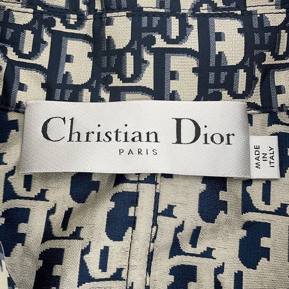 Dior Oblique Technical Taffeta Jacquard Short Sleeve Anorak Size 36 Blue/Ecru517C52A2970_X5803 Polyester100%