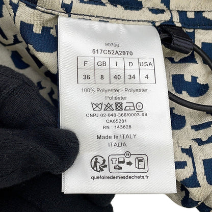Dior Oblique Technical Taffeta Jacquard Short Sleeve Anorak Size 36 Blue/Ecru517C52A2970_X5803 Polyester100%