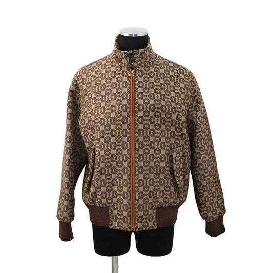 GUCCI Horsebit Blouson Size 46 Brown694157 Wool 99% Silk1%