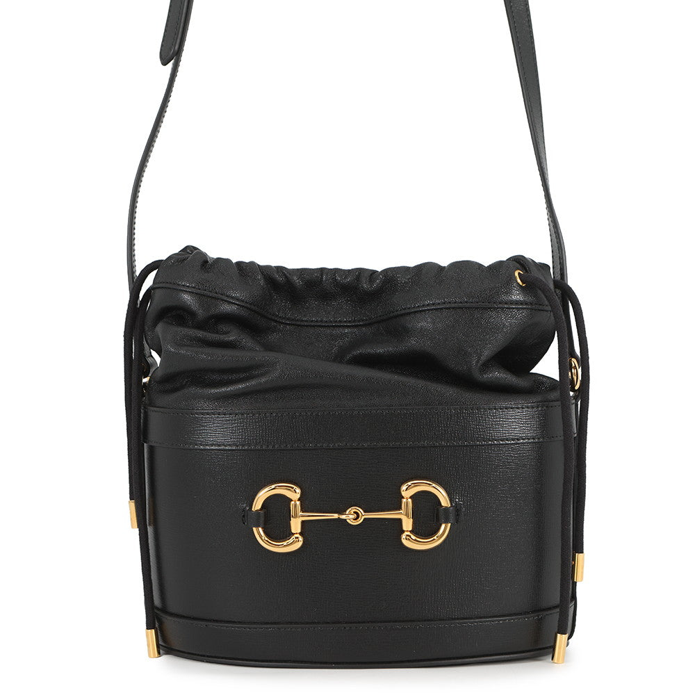 GUCCI Horsebit 1955 bucket bag Black602118 Leather