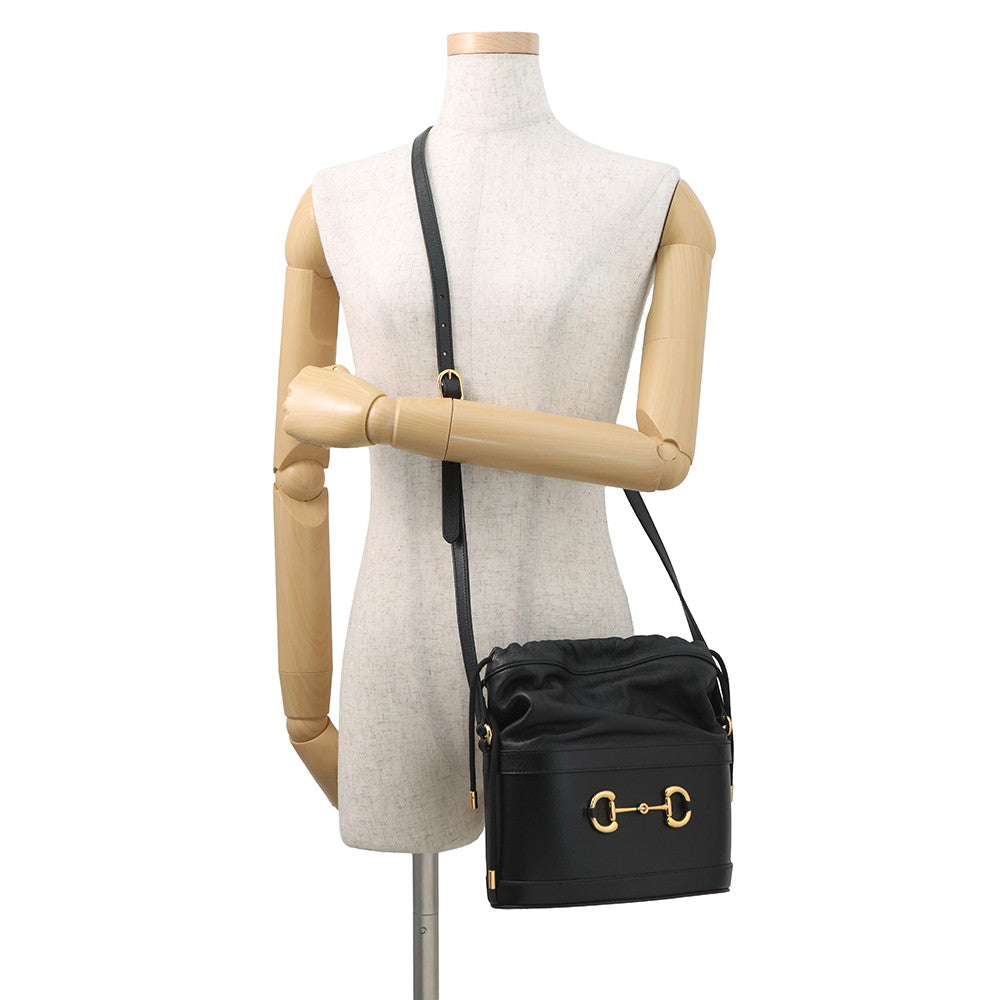 GUCCI Horsebit 1955 bucket bag Black602118 Leather