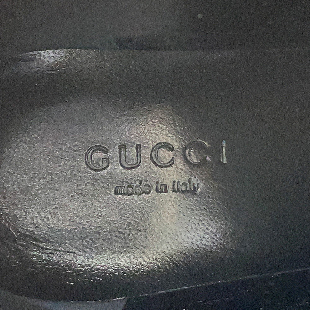 GUCCI Double G EncreBoots Beige/Black678984 GG Canvas Leather Size 34 1/2