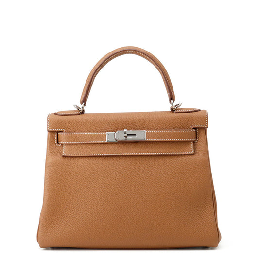 HERMES Kelly Retourne Gold Togo Leather Size 28