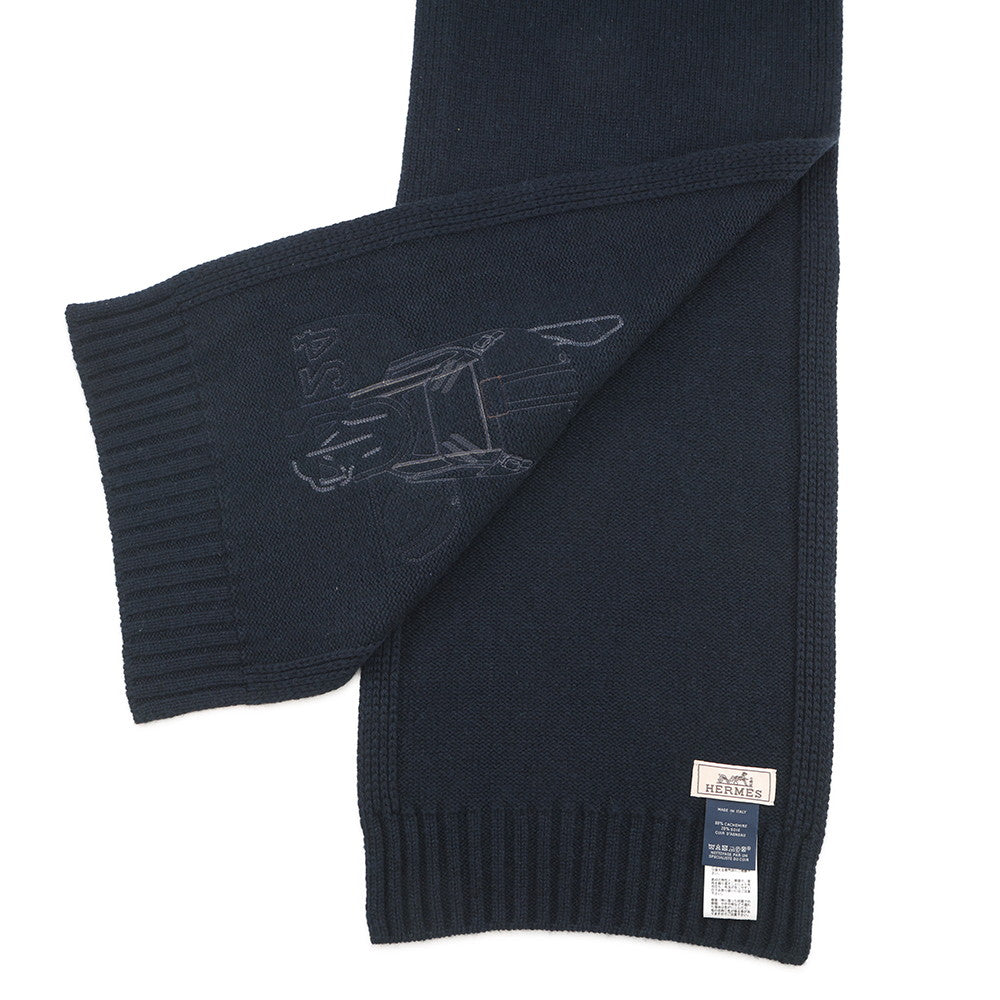 HERMES Quarter Bash Scarf Fall/Winter 2023 Marine Cashmere80% Silk20%