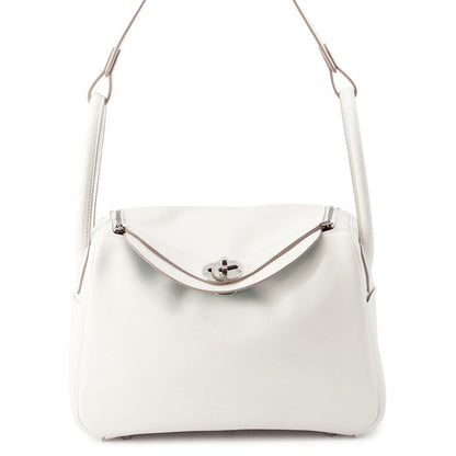 HERMES Lindy Gris Pale/Vert Vertigo Swift Leather Size 26