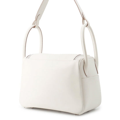 HERMES Lindy Gris Pale/Vert Vertigo Swift Leather Size 26