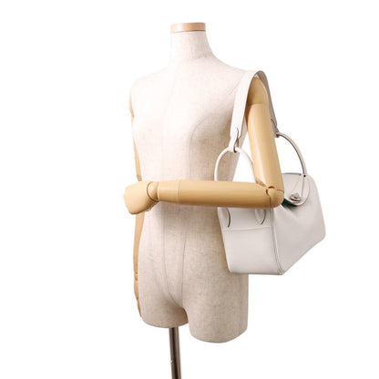 HERMES Lindy Gris Pale/Vert Vertigo Swift Leather Size 26