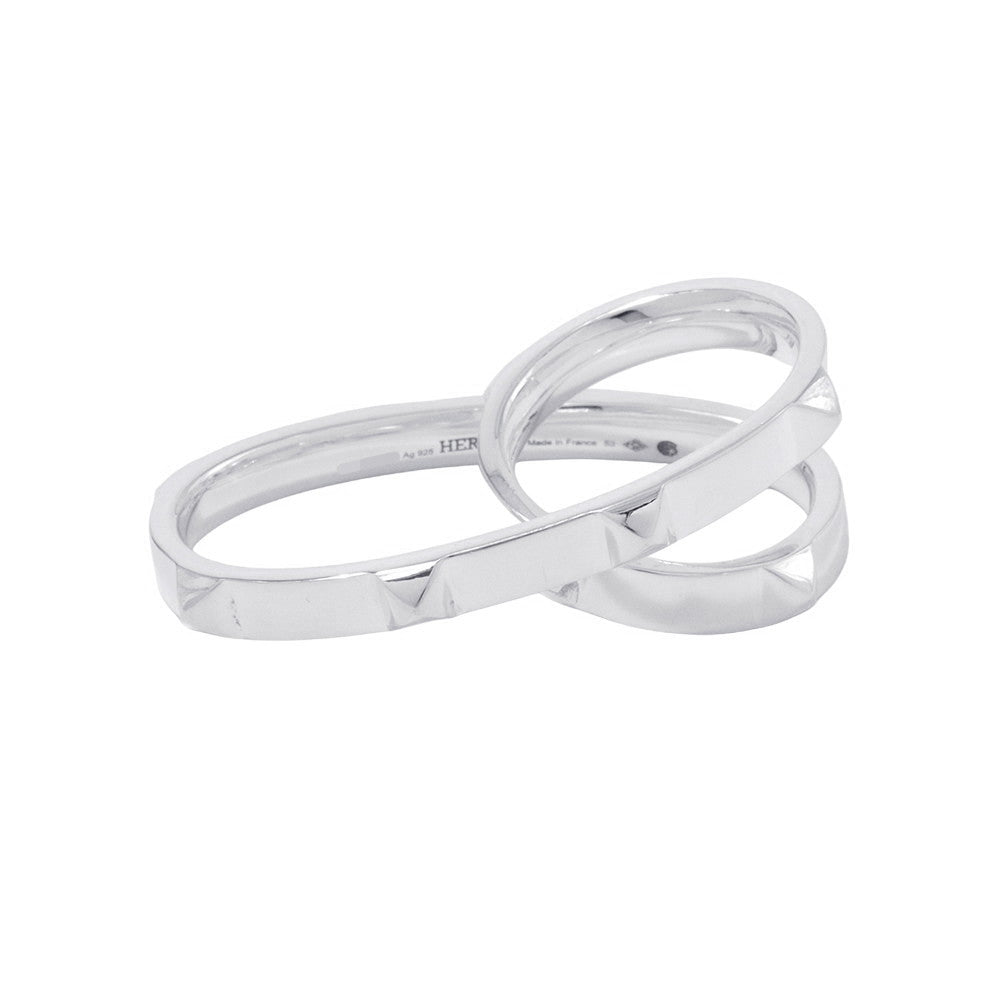 HERMES Crew de H Double Finger Ring Size 53/#13H125631B SV925