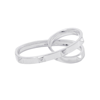 HERMES Crew de H Double Finger Ring Size 53/#13H125631B SV925