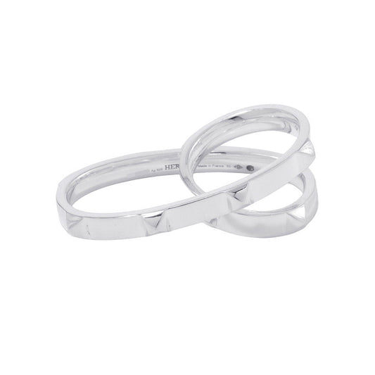 HERMES Crew de H Double Finger Ring Size 53/#13H125631B SV925