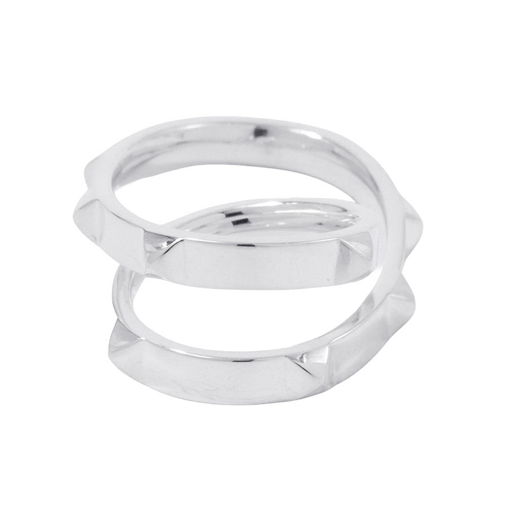HERMES Crew de H Double Finger Ring Size 53/#13H125631B SV925