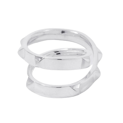 HERMES Crew de H Double Finger Ring Size 53/#13H125631B SV925