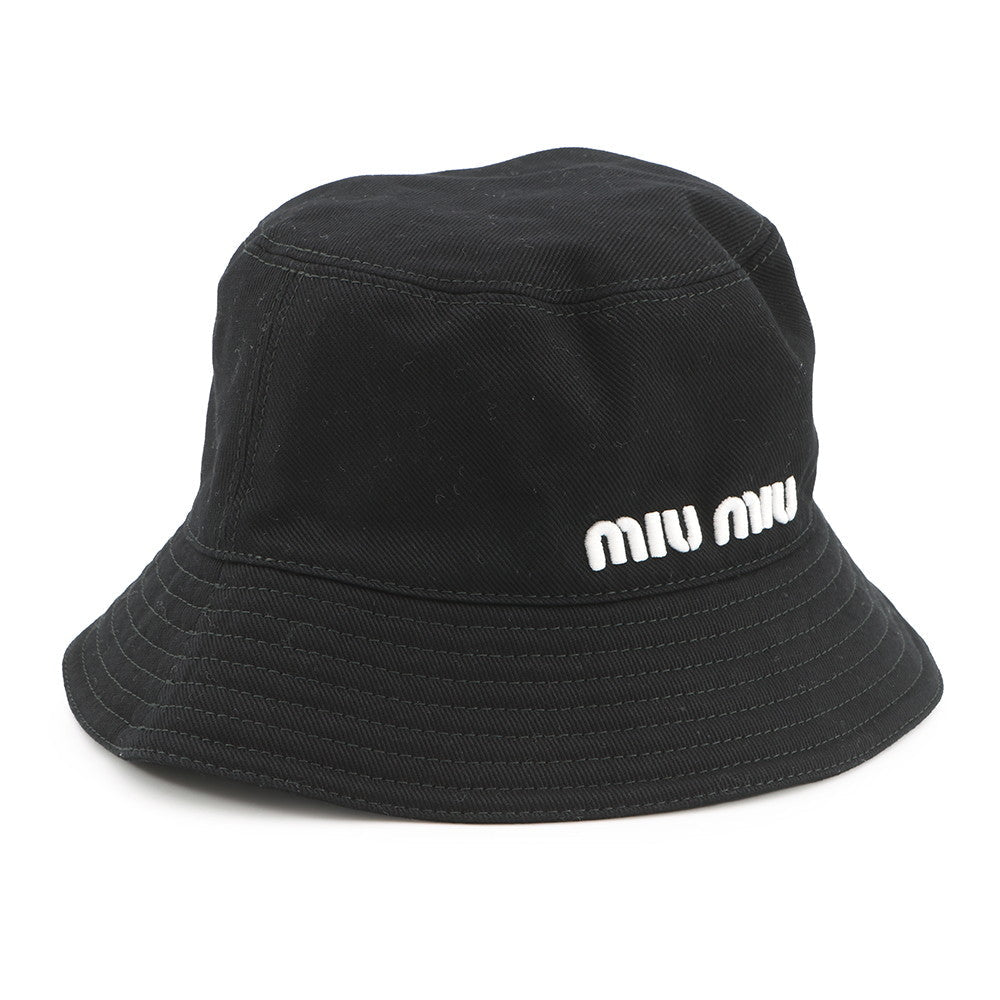 MIUMIU logo bucket hat Size S Black5HC196 Cotton100%