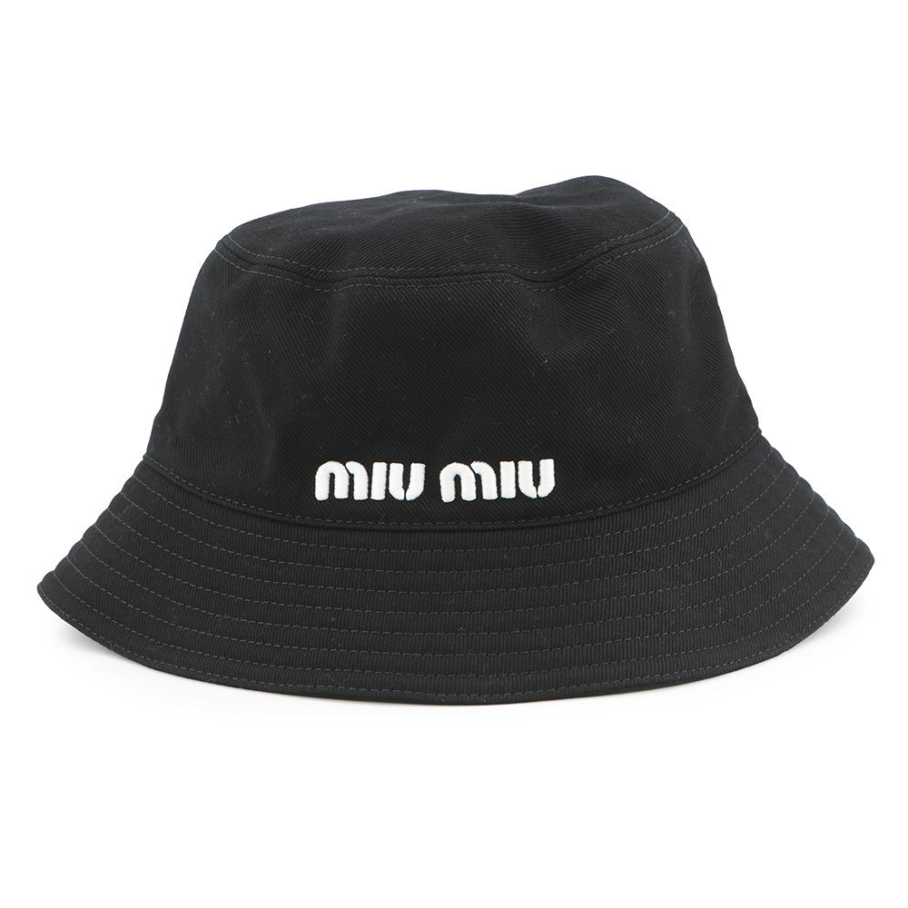 MIUMIU logo bucket hat Size S Black5HC196 Cotton100%