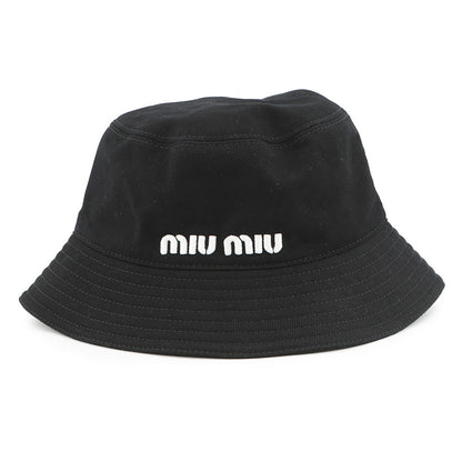 MIUMIU logo bucket hat Size S Black5HC196 Cotton100%
