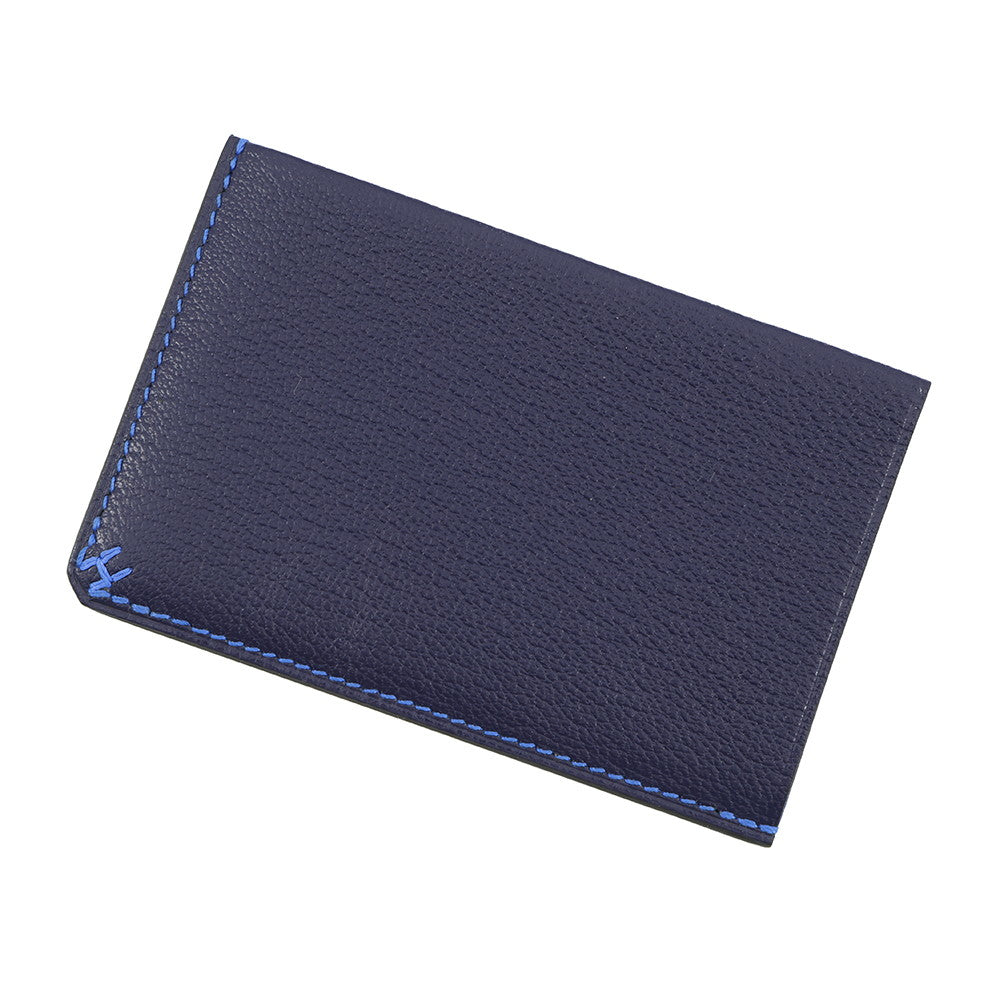 HERMES Card Case "HSellier" Verso Blue Indigo/Blue Hydra Evergrain