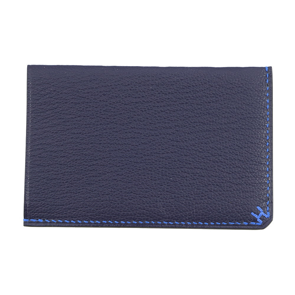 HERMES Card Case "HSellier" Verso Blue Indigo/Blue Hydra Evergrain