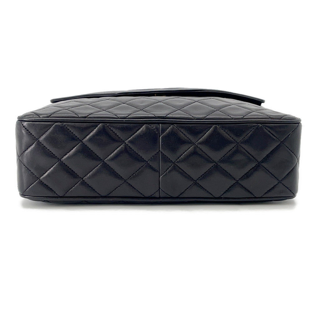 CHANEL Matelasse fringed chain shoulder bag Black Lambskin