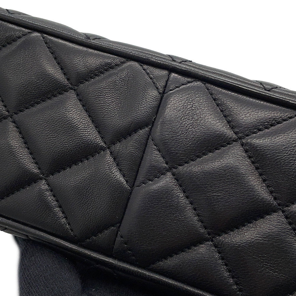 CHANEL Matelasse fringed chain shoulder bag Black Lambskin