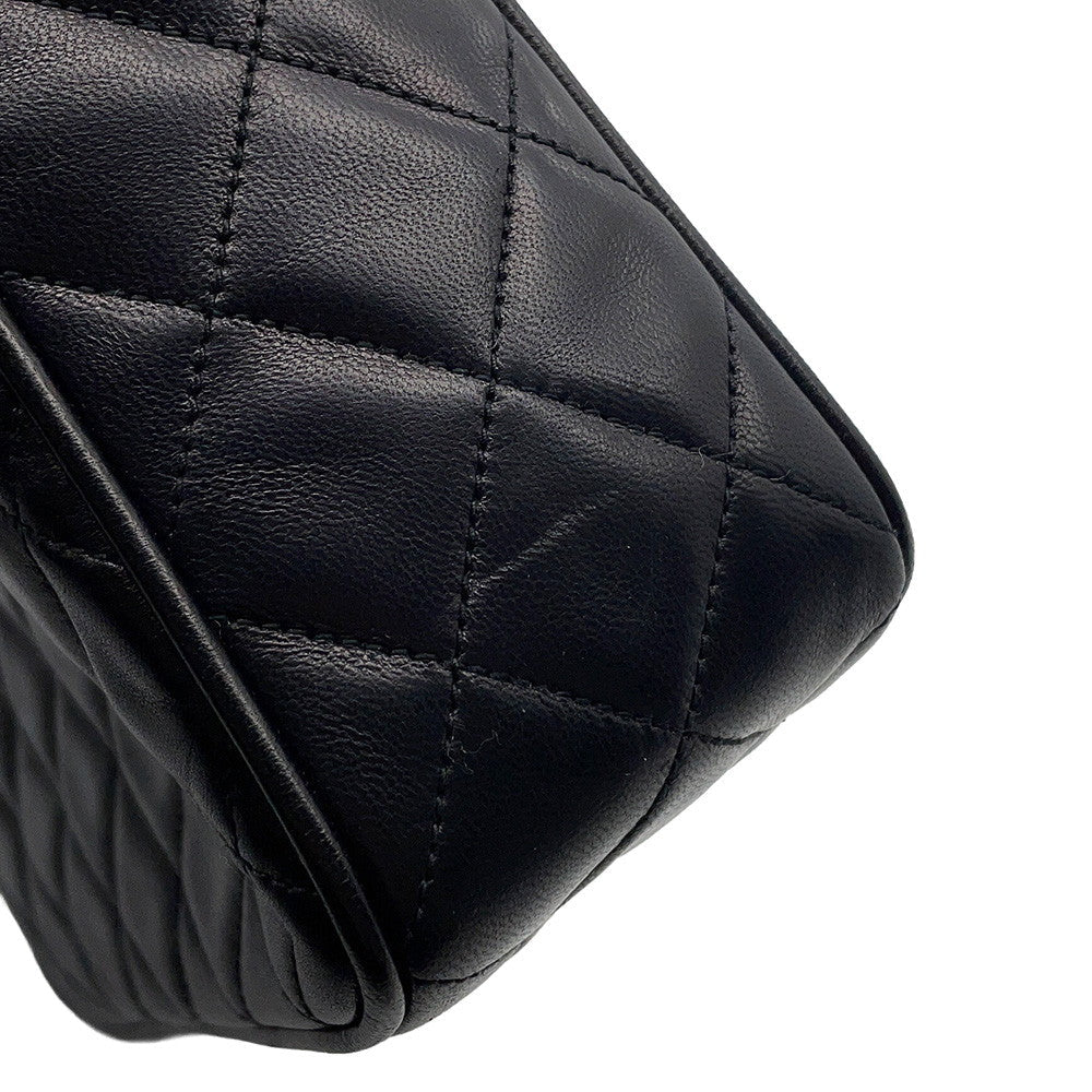 CHANEL Matelasse fringed chain shoulder bag Black Lambskin