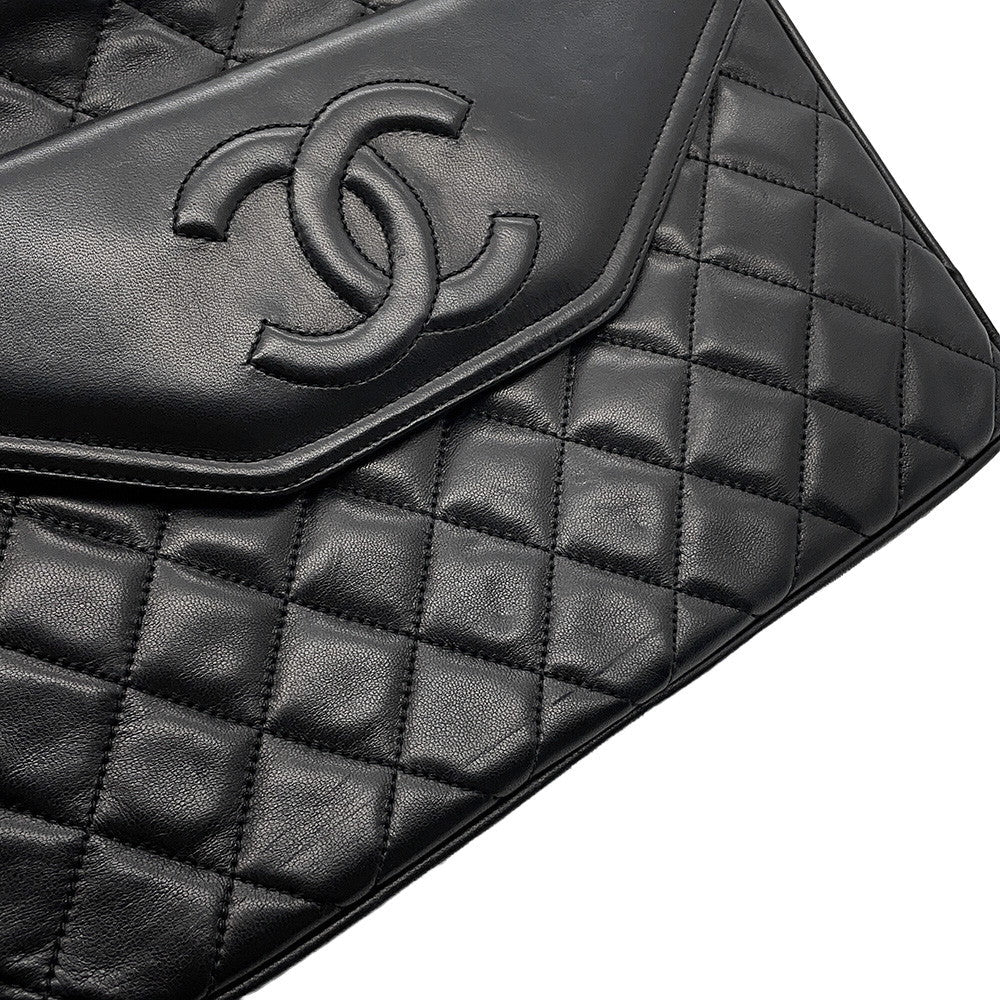 CHANEL Matelasse fringed chain shoulder bag Black Lambskin