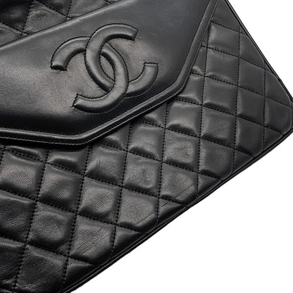 CHANEL Matelasse fringed chain shoulder bag Black Lambskin