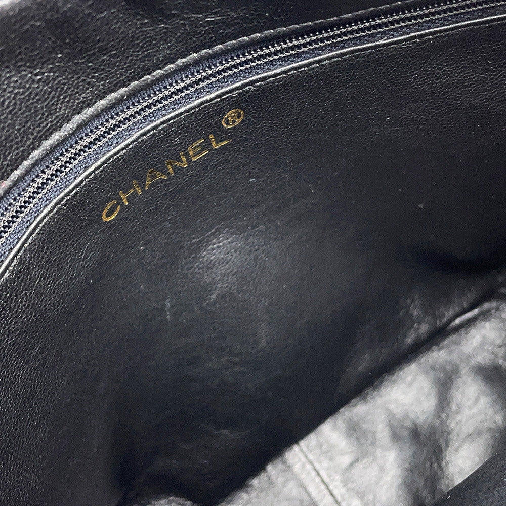 CHANEL Matelasse fringed chain shoulder bag Black Lambskin