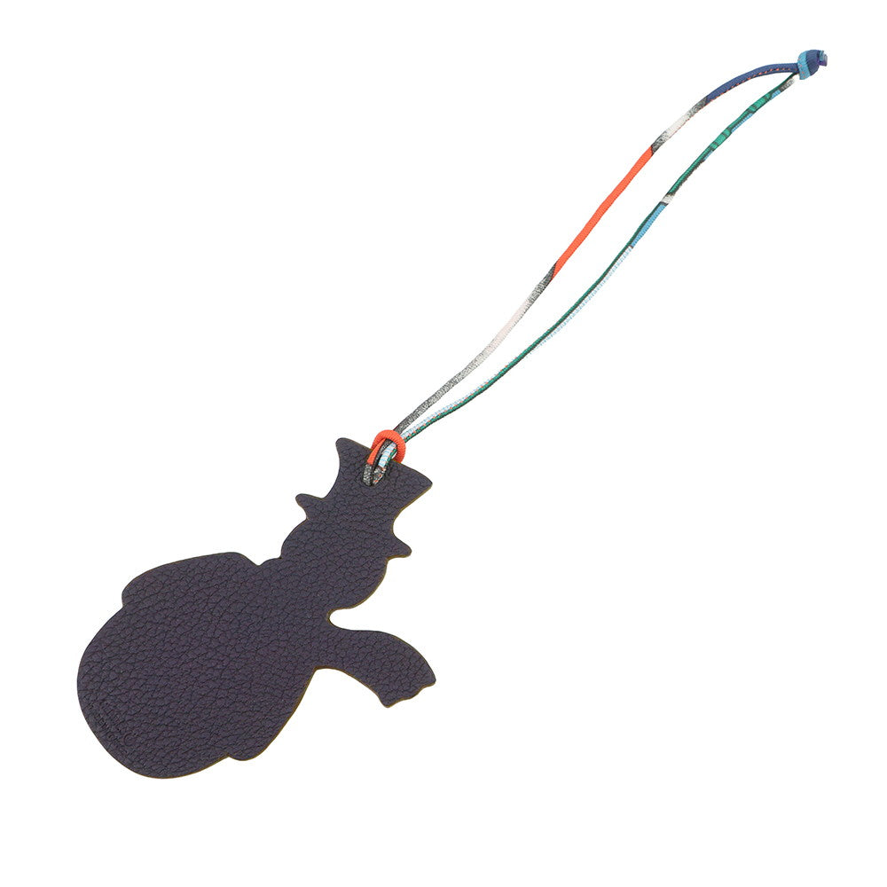 HERMES Petit H Bag Charm Snowman Etoupe/Blue Indigo Epsom Togo Leather