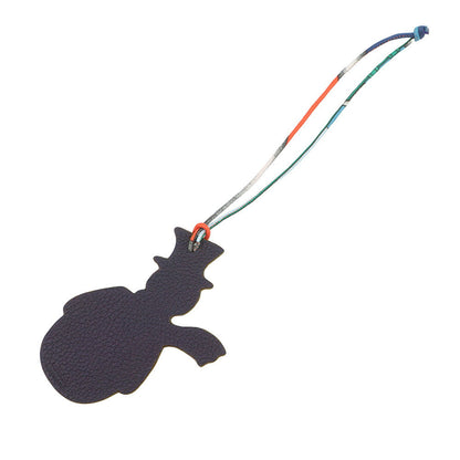 HERMES Petit H Bag Charm Snowman Etoupe/Blue Indigo Epsom Togo Leather
