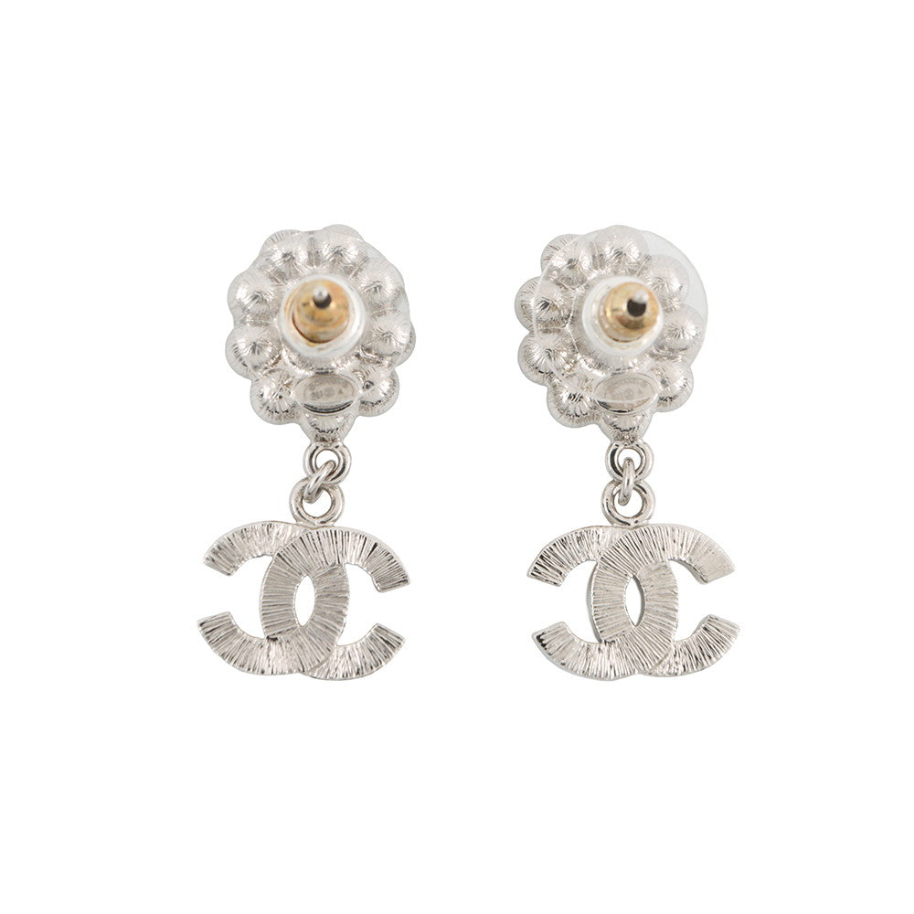 CHANEL CC Logo Pearl Earrings SilverABB141 Metal Rhinestone Faux Pearl