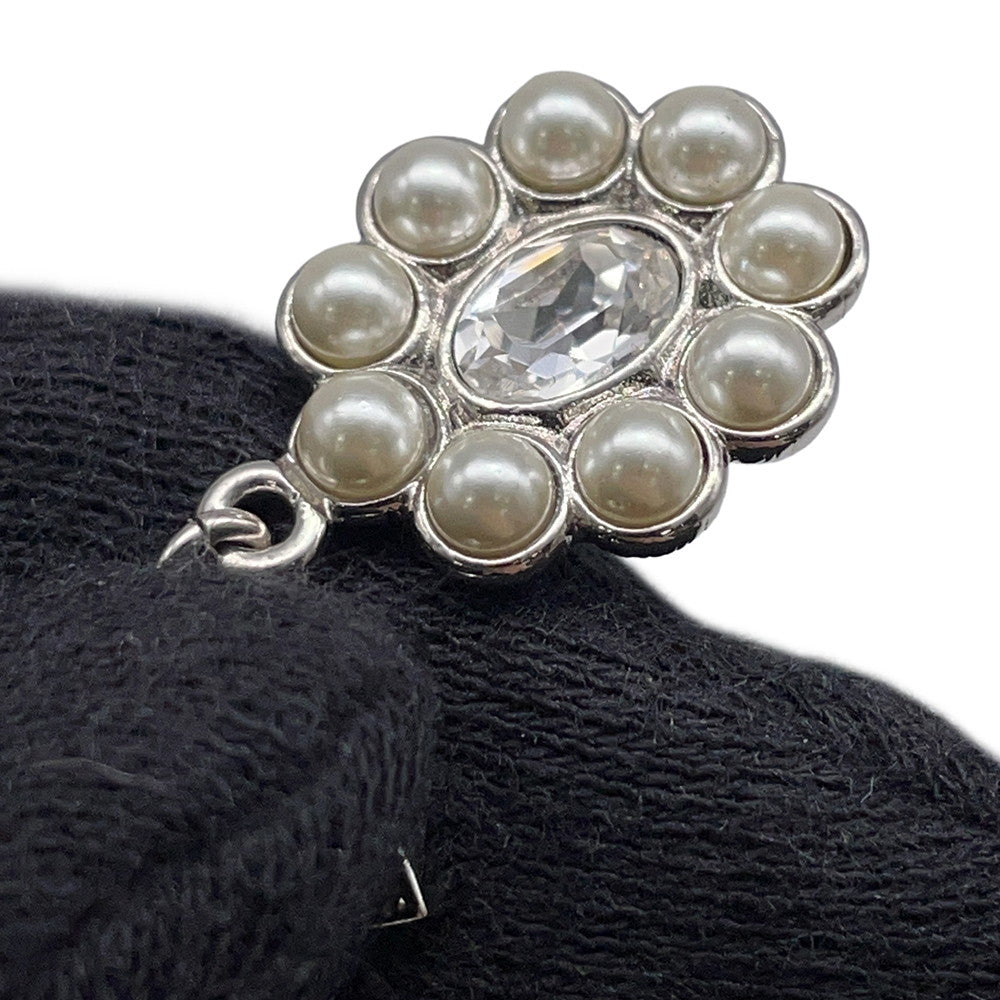 CHANEL CC Logo Pearl Earrings SilverABB141 Metal Rhinestone Faux Pearl