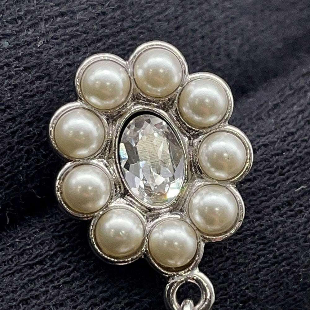 CHANEL CC Logo Pearl Earrings SilverABB141 Metal Rhinestone Faux Pearl