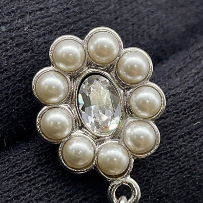 CHANEL CC Logo Pearl Earrings SilverABB141 Metal Rhinestone Faux Pearl