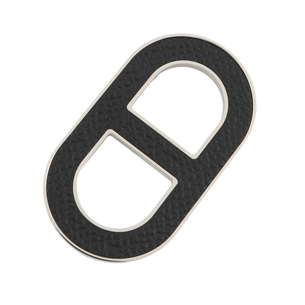 HERMES Chaine d'Ancre Brooch Black Epsom Metal