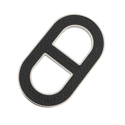 HERMES Chaine d'Ancre Brooch Black Epsom Metal