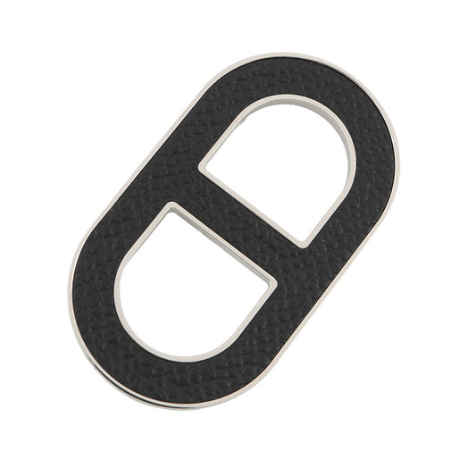 HERMES Chaine d'Ancre Brooch Black Epsom Metal